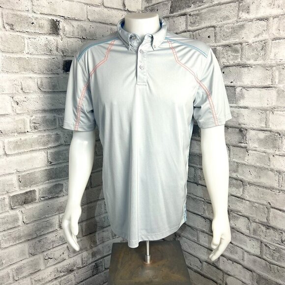 Callaway Golf Polo Shirt Gray With Blue And Pink Etched Details Outdoor - Picture 1 of 6